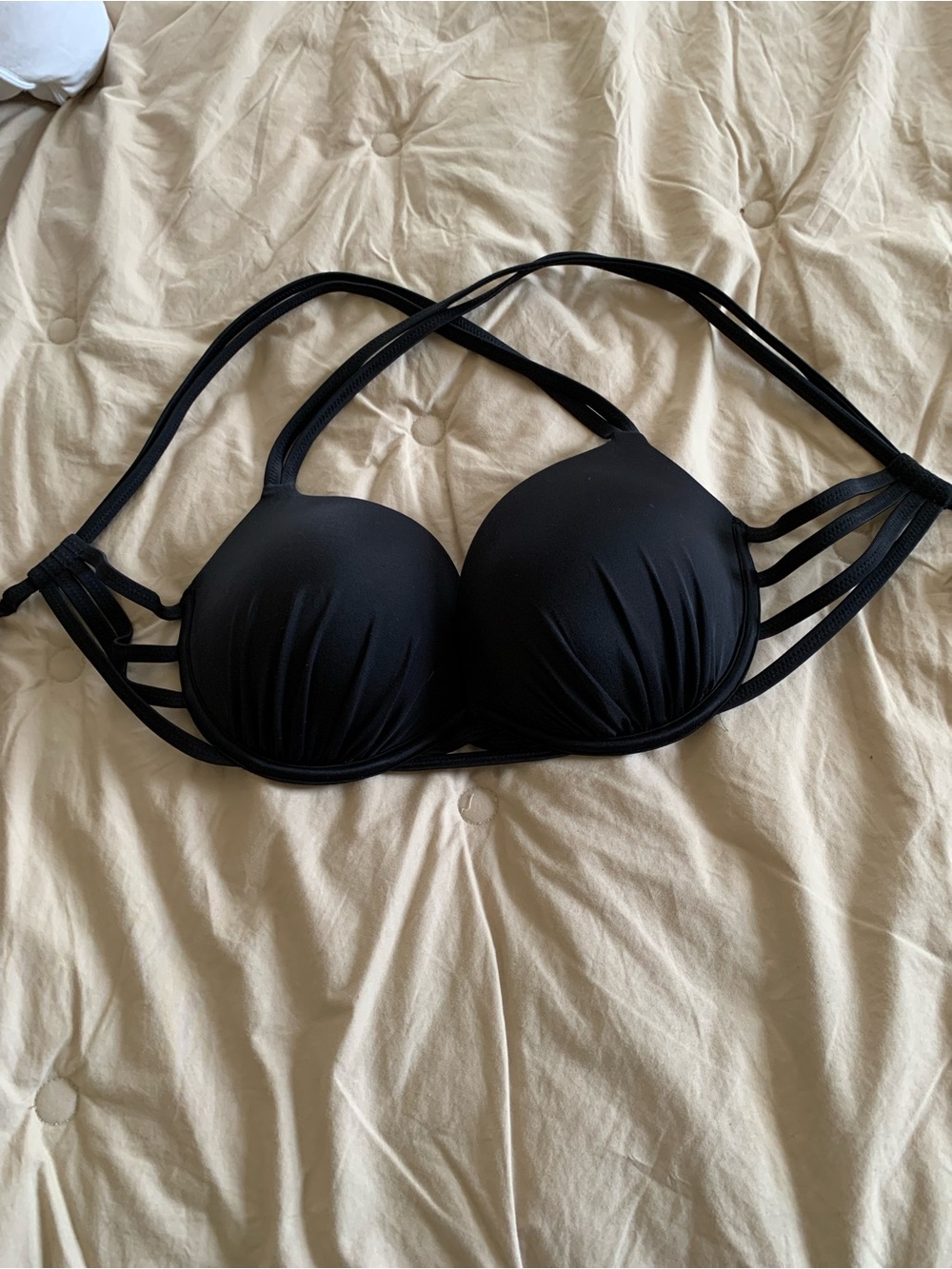 Shade & Shore Black Padded Bikini Top with Thin double straps. Size 34b.